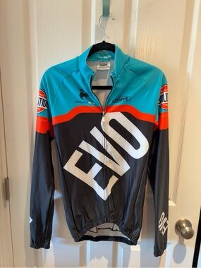 Revolution Men’s Performance Cycling Jacket - Teal/Black with Orange Stripe